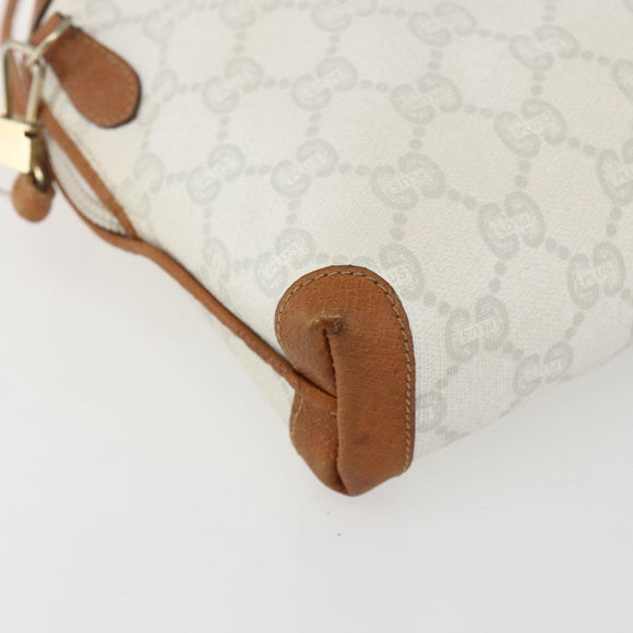 GUCCI GG Plus Supreme Shoulder Bag PVC Gold White Auth ti3663