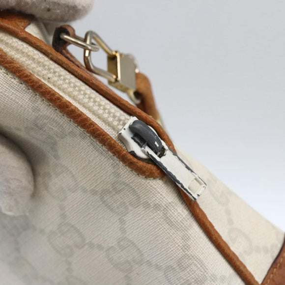 GUCCI GG Plus Supreme Shoulder Bag PVC Gold White Auth ti3663