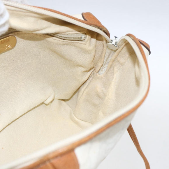 GUCCI GG Plus Supreme Shoulder Bag PVC Gold White Auth ti3663