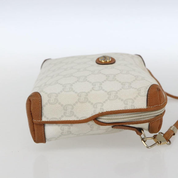 GUCCI GG Plus Supreme Shoulder Bag PVC Gold White Auth ti3663