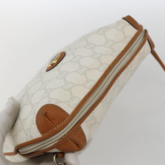 GUCCI GG Plus Supreme Shoulder Bag PVC Gold White Auth ti3663
