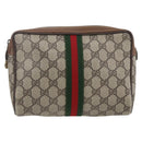 GUCCI GG Supreme Web Sherry Line Bag PVC Beige Red 32 014 3553 Auth ti3666-2