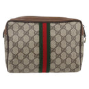 GUCCI GG Supreme Web Sherry Line Bag PVC Beige Red 32 014 3553 Auth ti3666-3
