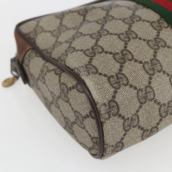 GUCCI GG Supreme Web Sherry Line Bag PVC Beige Red 32 014 3553 Auth ti3666