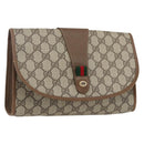 GUCCI GG Supreme Web Sherry Line Clutch Bag PVC Beige Gold 89 01 030 Auth ti3667-1