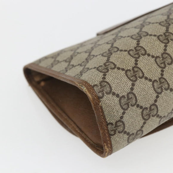 GUCCI GG Supreme Web Sherry Line Clutch Bag PVC Beige Gold 89 01 030 Auth ti3667