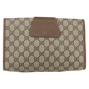 GUCCI GG Supreme Web Sherry Line Clutch Bag PVC Beige Gold 89 01 030 Auth ti3667-3