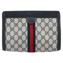 GUCCI GG Supreme Sherry Line Clutch Bag PVC Navy Red 64 01 001 Auth ti3668-2