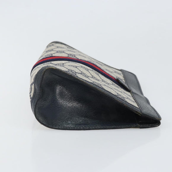 GUCCI GG Supreme Sherry Line Clutch Bag PVC Navy Red 64 01 001 Auth ti3668