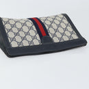 GUCCI GG Supreme Sherry Line Clutch Bag PVC Navy Red 64 01 001 Auth ti3668-6
