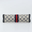 GUCCI GG Supreme Sherry Line Clutch Bag PVC Navy Red 64 01 001 Auth ti3668-7