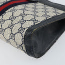 GUCCI GG Supreme Sherry Line Clutch Bag PVC Navy Red 64 01 001 Auth ti3668-8