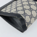 GUCCI GG Supreme Sherry Line Clutch Bag PVC Navy Red 64 01 001 Auth ti3668-9