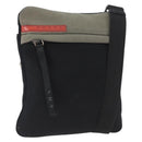 PRADA Sports Shoulder Bag Nylon Khaki Silver Auth ti3670-1