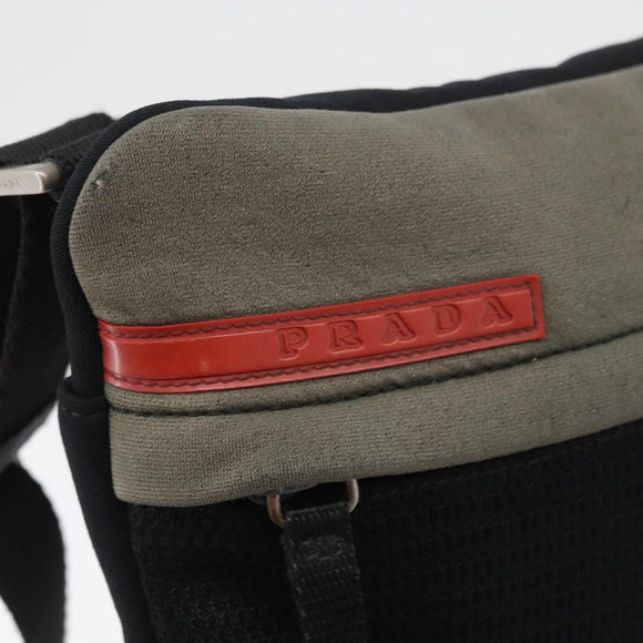 PRADA Sports Shoulder Bag Nylon Khaki Silver Auth ti3670