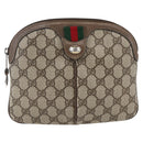 GUCCI GG Supreme Web Sherry Line Bag PVC Beige Red 904 02 047 Auth ti3671-2