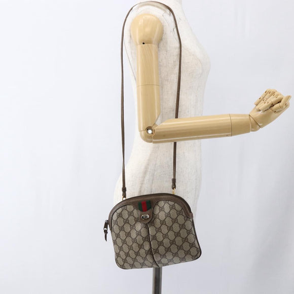 GUCCI GG Supreme Web Sherry Line Bag PVC Beige Red 904 02 047 Auth ti3671