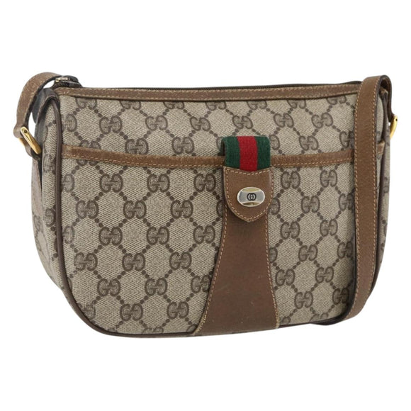 GUCCI GG Supreme Web Sherry Line Tasche PVC Beige Rot 89 02 032 Auth ti3672