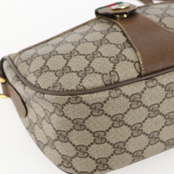 GUCCI GG Supreme Web Sherry Line Tasche PVC Beige Rot 89 02 032 Auth ti3672