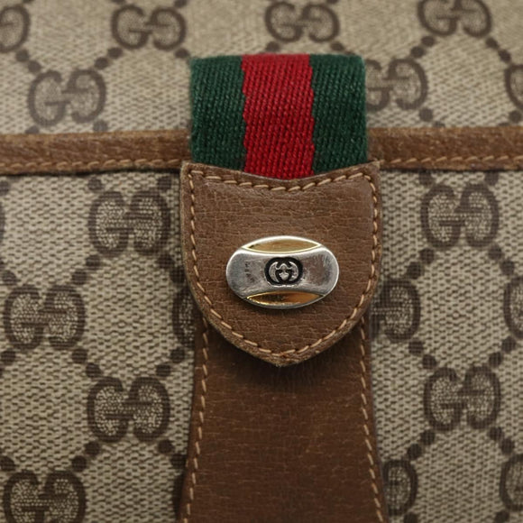 GUCCI GG Supreme Web Sherry Line Tasche PVC Beige Rot 89 02 032 Auth ti3672