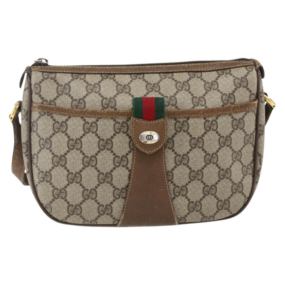 GUCCI GG Supreme Web Sherry Line Tasche PVC Beige Rot 89 02 032 Auth ti3672