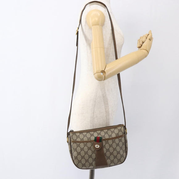 GUCCI GG Supreme Web Sherry Line Tasche PVC Beige Rot 89 02 032 Auth ti3672