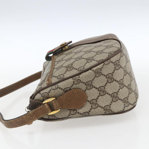 GUCCI GG Supreme Web Sherry Line Tasche PVC Beige Rot 89 02 032 Auth ti3672