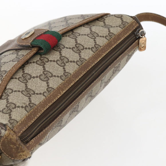 GUCCI GG Supreme Web Sherry Line Tasche PVC Beige Rot 89 02 032 Auth ti3672