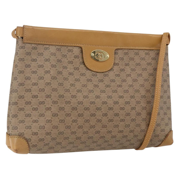 GUCCI Micro GG Supreme Shoulder Bag PVC Beige Gold Auth ti3673