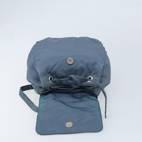 PRADA Backpack Nylon Baby Blue Silver Auth ti3674