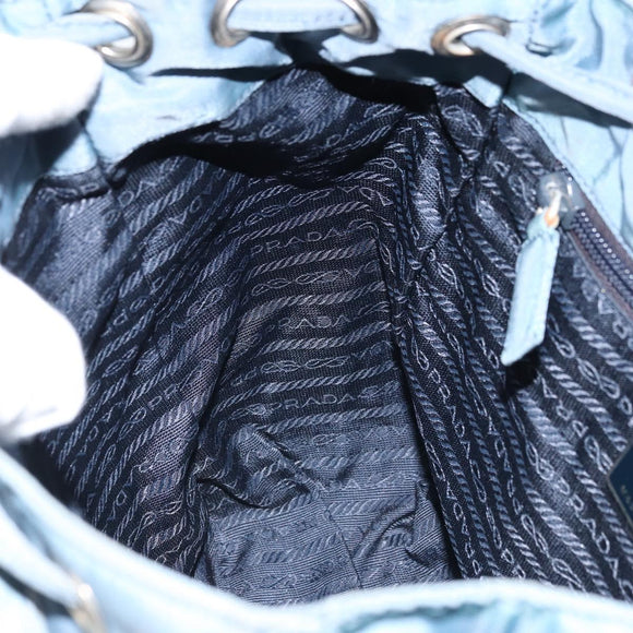 PRADA Backpack Nylon Baby Blue Silver Auth ti3674
