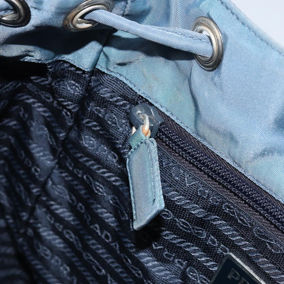 PRADA Backpack Nylon Baby Blue Silver Auth ti3674