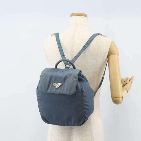 PRADA Backpack Nylon Baby Blue Silver Auth ti3674