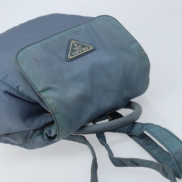 PRADA Backpack Nylon Baby Blue Silver Auth ti3674