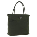 PRADA Hand Bag Nylon Khaki Silver Auth ti3676-1
