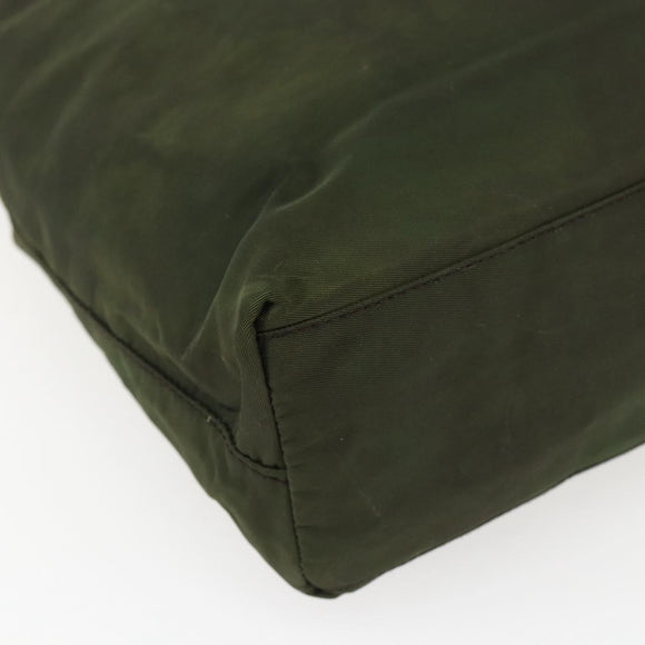 PRADA Hand Bag Nylon Khaki Silver Auth ti3676