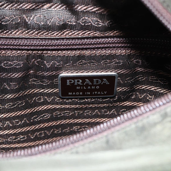PRADA Hand Bag Nylon Khaki Silver Auth ti3676