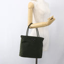 PRADA Hand Bag Nylon Khaki Silver Auth ti3676-24