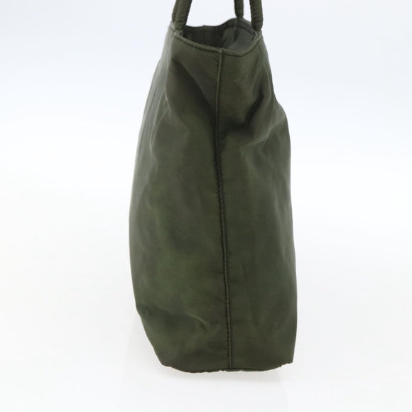 PRADA Hand Bag Nylon Khaki Silver Auth ti3676