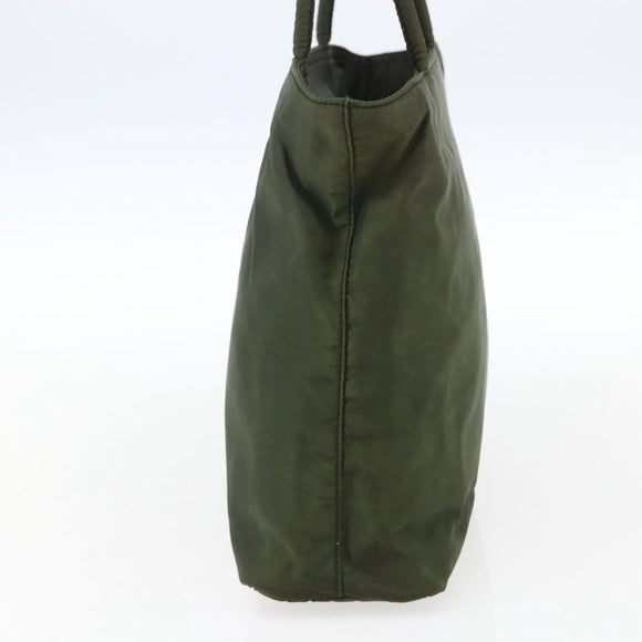 PRADA Hand Bag Nylon Khaki Silver Auth ti3676