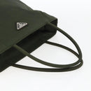 PRADA Hand Bag Nylon Khaki Silver Auth ti3676-7