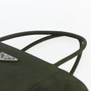 PRADA Hand Bag Nylon Khaki Silver Auth ti3676-8