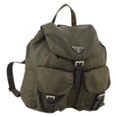 PRADA Backpack Nylon Khaki Silver Auth ti3677-1