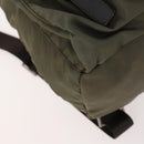 PRADA Backpack Nylon Khaki Silver Auth ti3677-17