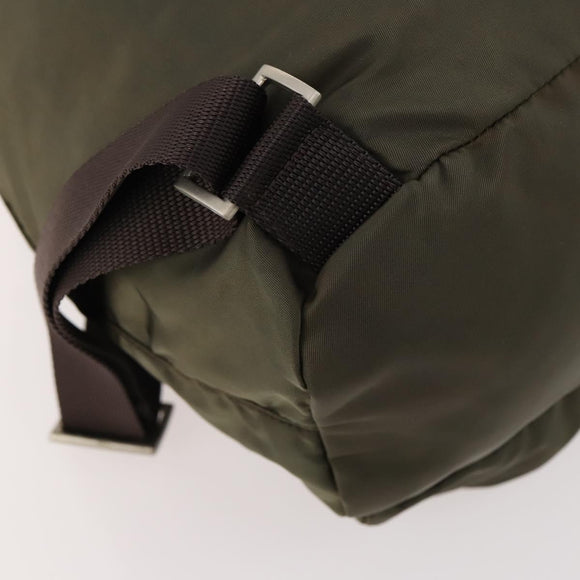 PRADA Backpack Nylon Khaki Silver Auth ti3677