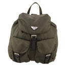 PRADA Backpack Nylon Khaki Silver Auth ti3677-13