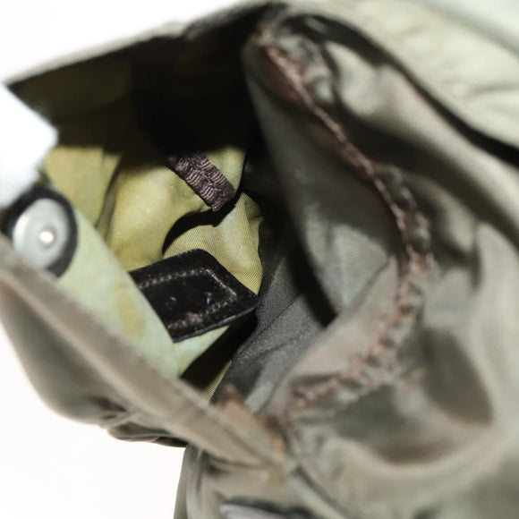 PRADA Backpack Nylon Khaki Silver Auth ti3677