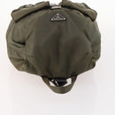 PRADA Backpack Nylon Khaki Silver Auth ti3677-6