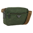 PRADA Umhängetasche Nylon Grün Silber Auth ti3679-1