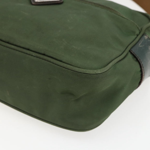 PRADA Umhängetasche Nylon Grün Silber Auth ti3679